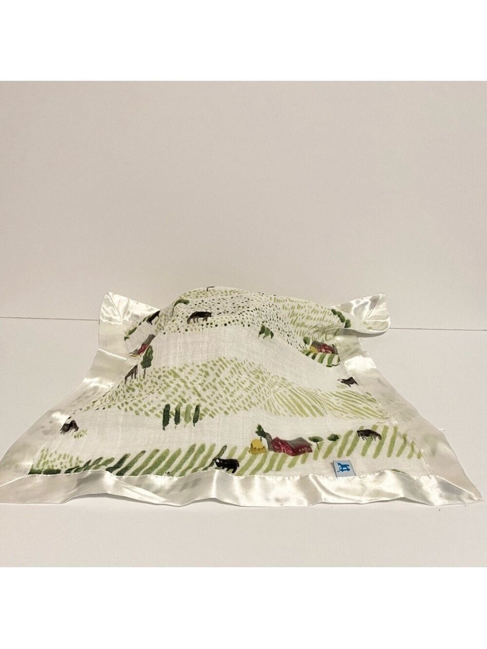 Little Unicorn Barnyard Friends Security Blanket Baby Lovey Muslin Satin Trim